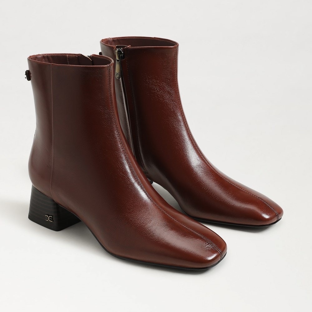 Sam Edelman Brown Leather Ankle Heeled Boots